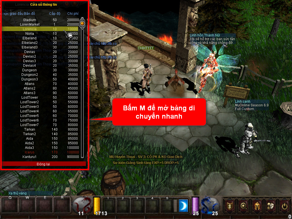 Chức năng chính của Game MU Thiên Ma